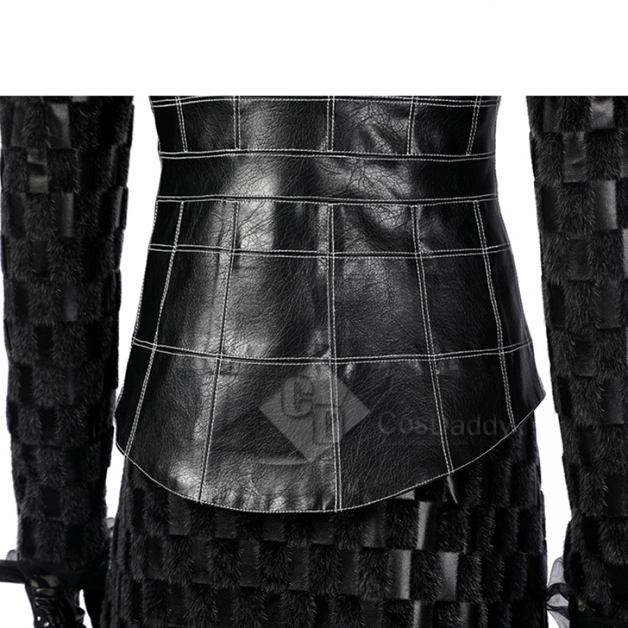 Cruella Deville Cosplay Costume Cruella Black Leather Jacket Skirt Suit